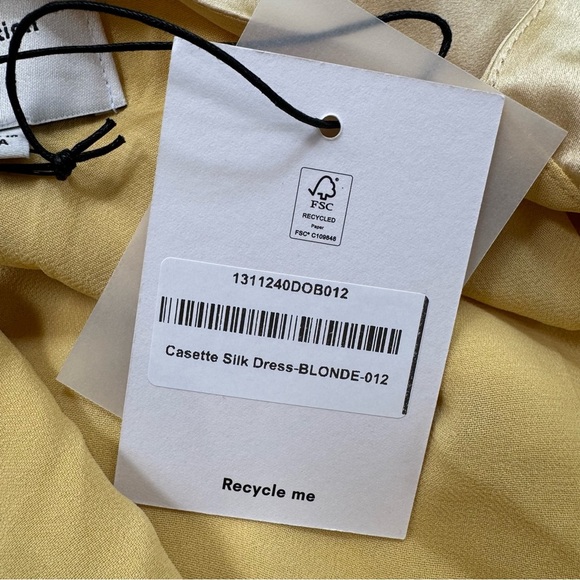 NWT Reformation Casette Silk Dress Maxi Long Wedding Cocktailin Blonde Yellow 12 - Picture 9 of 17
